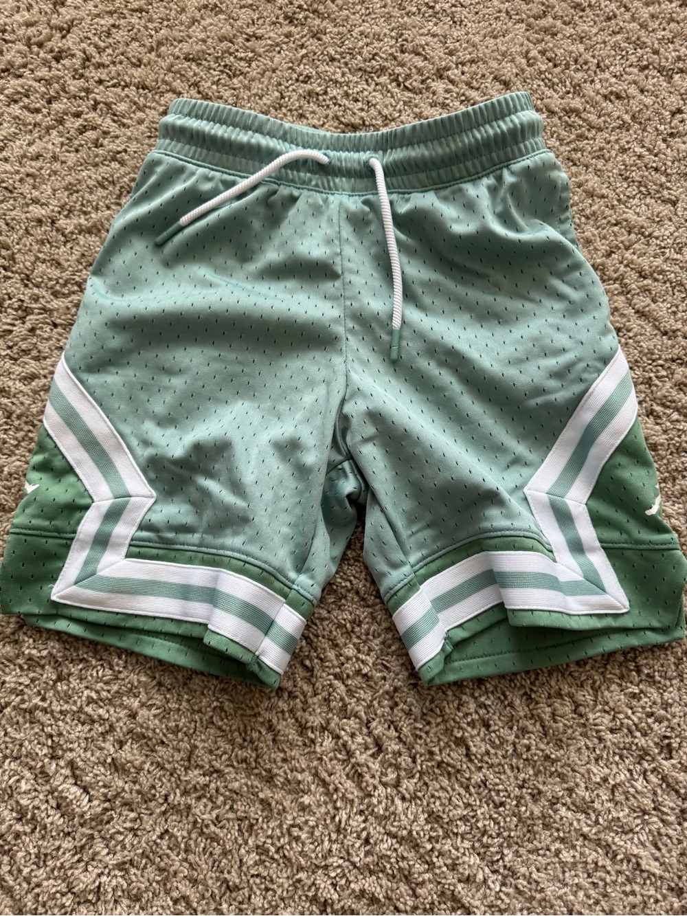 Jordan Kids Mint Green Athletic Basketball Shorts with White Accents